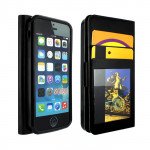 Wholesale iPhone 5S 5 Slim Flip Leather Wallet Case (Black - Black)